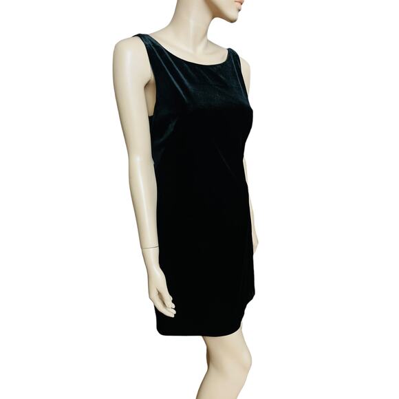 Love by Theia Crew Neck Velvet Fabric Open Back Dress Size 12 Zip Back Closure - Picture 8 of 15